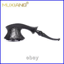MUXIANG Sandblasted Fleur Pipe Briar Wooden Freehand Tobacco Pipe Ebonite Stem