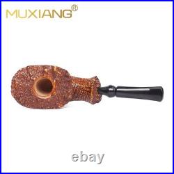 MUXIANG Sandblasted Fleur Pipe Briar Wooden Freehand Tobacco Pipe Ebonite Stem
