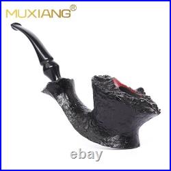 MUXIANG Sandblasted Fleur Pipe Briar Wooden Freehand Tobacco Pipe Ebonite Stem