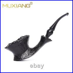 MUXIANG Sandblasted Fleur Pipe Briar Wooden Freehand Tobacco Pipe Ebonite Stem