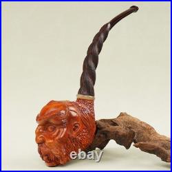 MUXIANG Sculpted Freehand Briar Tobacco Pipe Wooden Carved Pipe Vulcanite Stem