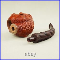 MUXIANG Sculpted Freehand Briar Tobacco Pipe Wooden Carved Pipe Vulcanite Stem