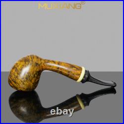 MUXIANG Smooth Acorn Pipe Briar Wooden Tobacco Pipe Ebonite Stem Freehand Pipe