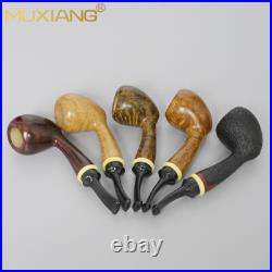 MUXIANG Smooth Acorn Pipe Briar Wooden Tobacco Pipe Ebonite Stem Freehand Pipe