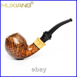 MUXIANG Smooth Briar Bulldog Pipe Handmade 3mm Wooden Tobacco Pipe Ebonit Stem