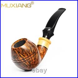 MUXIANG Smooth Briar Bulldog Pipe Handmade 3mm Wooden Tobacco Pipe Ebonit Stem