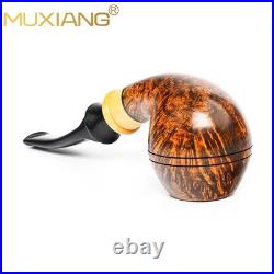 MUXIANG Smooth Briar Bulldog Pipe Handmade 3mm Wooden Tobacco Pipe Ebonit Stem