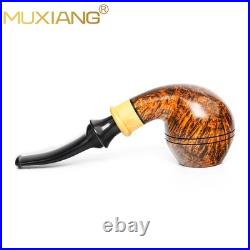 MUXIANG Smooth Briar Bulldog Pipe Handmade 3mm Wooden Tobacco Pipe Ebonit Stem