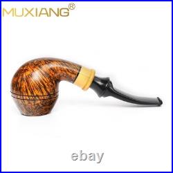 MUXIANG Smooth Briar Bulldog Pipe Handmade 3mm Wooden Tobacco Pipe Ebonit Stem