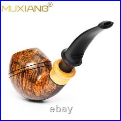 MUXIANG Smooth Briar Bulldog Pipe Handmade 3mm Wooden Tobacco Pipe Ebonit Stem