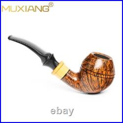 MUXIANG Smooth Briar Bulldog Pipe Handmade 3mm Wooden Tobacco Pipe Ebonit Stem