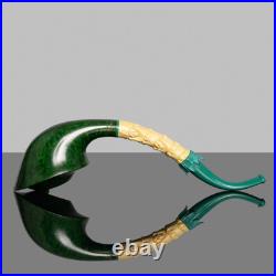 MUXIANG Smooth Briar Freehand Tobacco Pipe Bent Bamboo Vulcanite Stem Wood Pipe