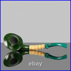 MUXIANG Smooth Briar Freehand Tobacco Pipe Bent Bamboo Vulcanite Stem Wood Pipe