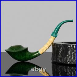 MUXIANG Smooth Briar Freehand Tobacco Pipe Bent Bamboo Vulcanite Stem Wood Pipe