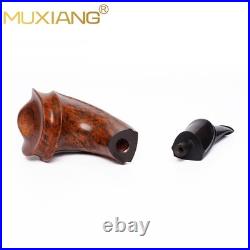 MUXIANG Smooth Briar Horn Pipe Handmade Wooden Freehand Tobacco Pipe Ebonit Stem