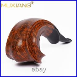 MUXIANG Smooth Briar Horn Pipe Handmade Wooden Freehand Tobacco Pipe Ebonit Stem