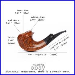 MUXIANG Smooth Briar Horn Pipe Handmade Wooden Freehand Tobacco Pipe Ebonit Stem