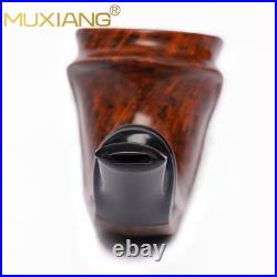 MUXIANG Smooth Briar Horn Pipe Handmade Wooden Freehand Tobacco Pipe Ebonit Stem