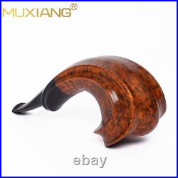 MUXIANG Smooth Briar Horn Pipe Handmade Wooden Freehand Tobacco Pipe Ebonit Stem