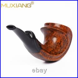 MUXIANG Smooth Briar Horn Pipe Handmade Wooden Freehand Tobacco Pipe Ebonit Stem