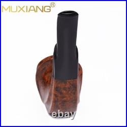 MUXIANG Smooth Briar Horn Pipe Handmade Wooden Freehand Tobacco Pipe Ebonit Stem