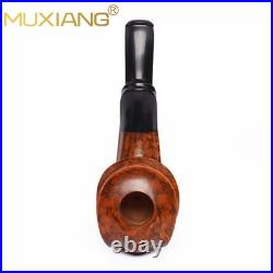 MUXIANG Smooth Briar Horn Pipe Handmade Wooden Freehand Tobacco Pipe Ebonit Stem