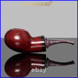 MUXIANG Smooth Briar Tomato Pipe Handmade Wooden Tobacco Smoking Pipe Ebonite