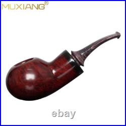 MUXIANG Smooth Briar Tomato Pipe Handmade Wooden Tobacco Smoking Pipe Ebonite
