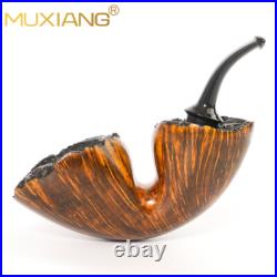 MUXIANG Smooth Calabash Pipe Handmade Briar Freehand Tobacco Pipe Ebonite Stem