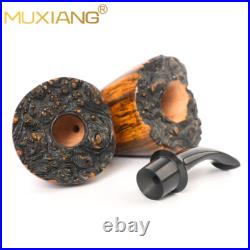 MUXIANG Smooth Calabash Pipe Handmade Briar Freehand Tobacco Pipe Ebonite Stem