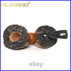 MUXIANG Smooth Calabash Pipe Handmade Briar Freehand Tobacco Pipe Ebonite Stem