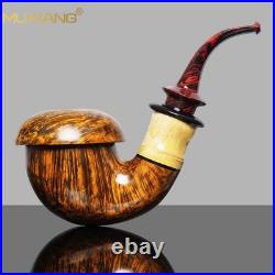 MUXIANG Smooth Calabash Pipe Handmade Briar Wooden Tobacco Pipe 3mm Ebonite Stem