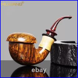 MUXIANG Smooth Calabash Pipe Handmade Briar Wooden Tobacco Pipe 3mm Ebonite Stem