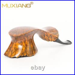 MUXIANG Smooth Fleur Pipe Briar Wooden Freehand Tobacco Pipe Bent Ebonite Stem