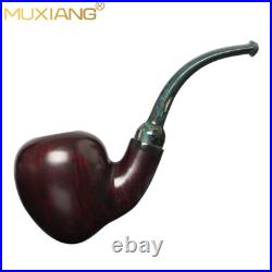 MUXIANG Smooth Freehand Pipe Briar Wood Tobacco Pipe Bent Ebonite Stem Gift Box