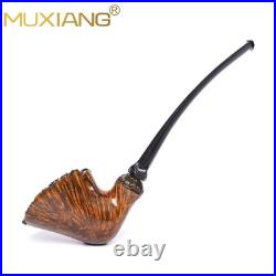 MUXIANG Smooth Freehand Pipe Briar Wooden Burl Tobacco Pipe 3mm Vulcanite Stem