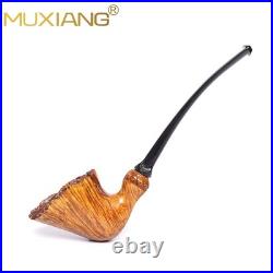 MUXIANG Smooth Freehand Pipe Briar Wooden Burl Tobacco Pipe 3mm Vulcanite Stem