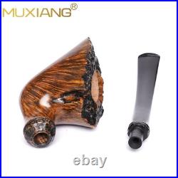 MUXIANG Smooth Freehand Pipe Briar Wooden Burl Tobacco Pipe 3mm Vulcanite Stem