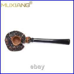 MUXIANG Smooth Freehand Pipe Briar Wooden Burl Tobacco Pipe 3mm Vulcanite Stem