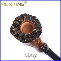 MUXIANG Smooth Freehand Pipe Briar Wooden Burl Tobacco Pipe 3mm Vulcanite Stem