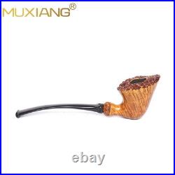 MUXIANG Smooth Freehand Pipe Briar Wooden Burl Tobacco Pipe 3mm Vulcanite Stem