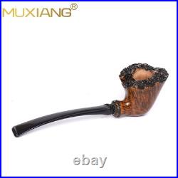 MUXIANG Smooth Freehand Pipe Briar Wooden Burl Tobacco Pipe 3mm Vulcanite Stem