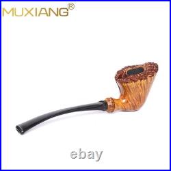 MUXIANG Smooth Freehand Pipe Briar Wooden Burl Tobacco Pipe 3mm Vulcanite Stem