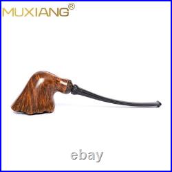 MUXIANG Smooth Freehand Pipe Briar Wooden Burl Tobacco Pipe 3mm Vulcanite Stem
