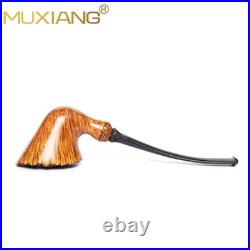 MUXIANG Smooth Freehand Pipe Briar Wooden Burl Tobacco Pipe 3mm Vulcanite Stem