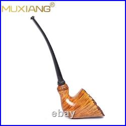 MUXIANG Smooth Freehand Pipe Briar Wooden Burl Tobacco Pipe 3mm Vulcanite Stem