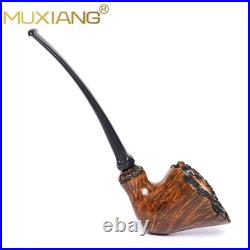 MUXIANG Smooth Freehand Pipe Briar Wooden Burl Tobacco Pipe 3mm Vulcanite Stem