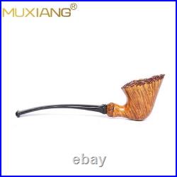 MUXIANG Smooth Freehand Pipe Briar Wooden Burl Tobacco Pipe 3mm Vulcanite Stem