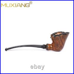MUXIANG Smooth Freehand Pipe Briar Wooden Burl Tobacco Pipe 3mm Vulcanite Stem