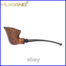 MUXIANG Smooth Freehand Pipe Briar Wooden Burl Tobacco Pipe 3mm Vulcanite Stem